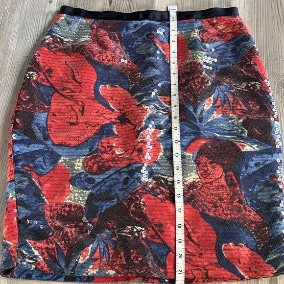 Anthropologie Woven Sequin Retro Indie Streetwear Festival Hawaiian Skirt Size 6 - Picture 9 of 10